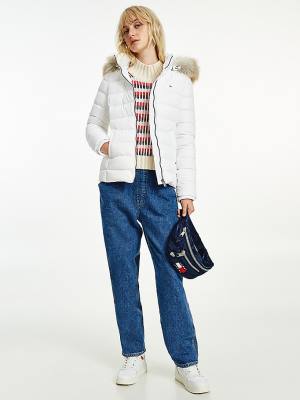 White Tommy Hilfiger Hooded Down Women's Jackets | TH904WRK