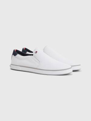 White Tommy Hilfiger Iconic Slip-On Canvas Men's Sneakers | TH531ADC