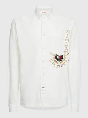 White Tommy Hilfiger Icons Logo Embroidery Men's Shirts | TH918FGS