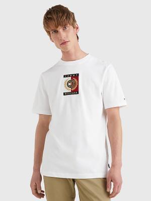 White Tommy Hilfiger Icons Logo Men's T Shirts | TH987CQU