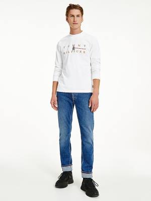 White Tommy Hilfiger Icons Mock Turtleneck Long Sleeve Men's T Shirts | TH435IEU