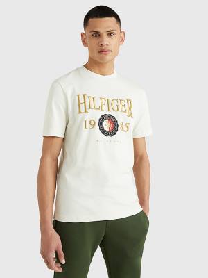 White Tommy Hilfiger Icons Relaxed Fit Men's T Shirts | TH915NPF