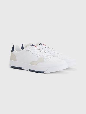 White Tommy Hilfiger Leather Cupsole Men's Sneakers | TH162SWF