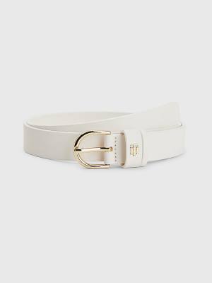 White Tommy Hilfiger Leather Monogram Women's Belts | TH241QJX