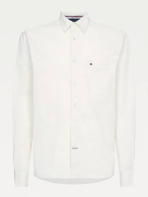 White Tommy Hilfiger Lightweight Twill Regular Fit Overshirt Men's Shirts | TH875WNZ