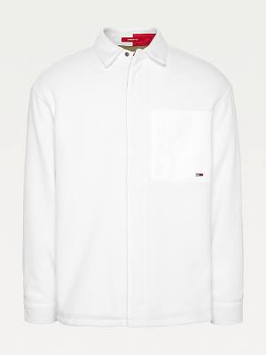 White Tommy Hilfiger Lined Fleece Men's Shirts | TH087QFT