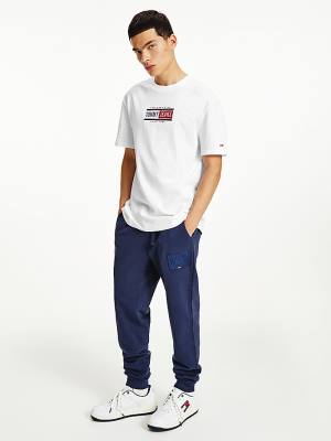 White Tommy Hilfiger Logo Crew Neck Men's T Shirts | TH984JUK