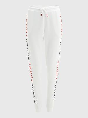 White Tommy Hilfiger Logo Embroidery Tapered Joggers Women's Pants | TH560TRL