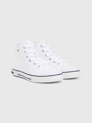 White Tommy Hilfiger Logo High-Top Lace-Up Girls' Sneakers | TH392TOS