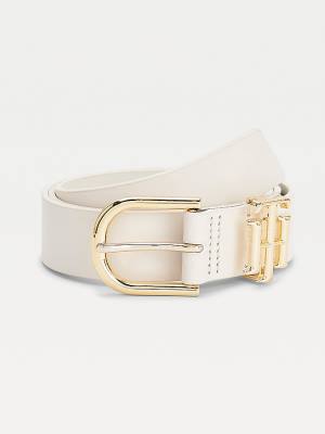 White Tommy Hilfiger Luxe Organic Leather Women's Belts | TH238ZAX