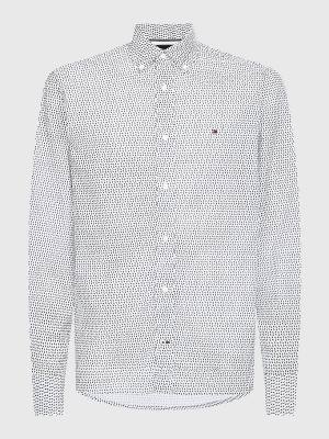 White Tommy Hilfiger Micro Print Poplin Regular Fit Men's Shirts | TH493YCH