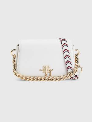 White Tommy Hilfiger Monogram Chain Crossover Mini Women's Bags | TH163DOW