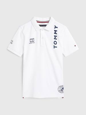 White Tommy Hilfiger Multi Logo Organic Cotton Polo Boys' T Shirts | TH620BWA