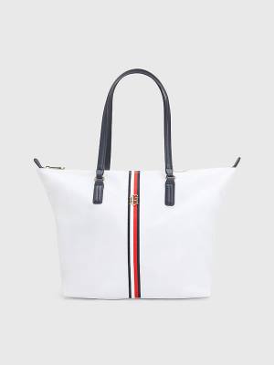 White Tommy Hilfiger Nylon Signature Tote Women's Bags | TH018RDF