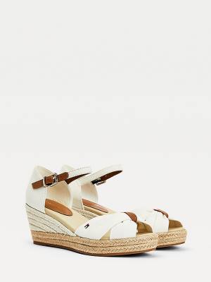 White Tommy Hilfiger Open Toe Mid Wedge Espadrille Women's Sandals | TH026MXG