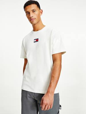 White Tommy Hilfiger Organic Cotton Badge Men's T Shirts | TH805JEL