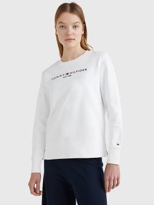 White Tommy Hilfiger Organic Cotton Crew Neck Women's Sweatshirts | TH419OPG