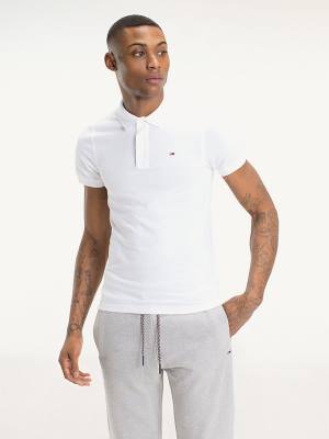 White Tommy Hilfiger Organic Cotton Fine Pique Slim Men's Polo Shirts | TH824UXR