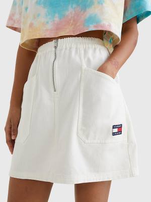 White Tommy Hilfiger Organic Cotton Mini Women's Skirts | TH486XGM