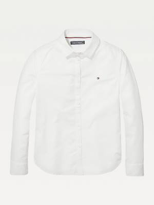 White Tommy Hilfiger Organic Cotton Poplin Shirt Girls' T Shirts | TH964HLU