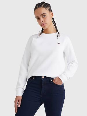 White Tommy Hilfiger Organic Cotton Regular Fit Fleece Women's Sweatshirts | TH607KEW