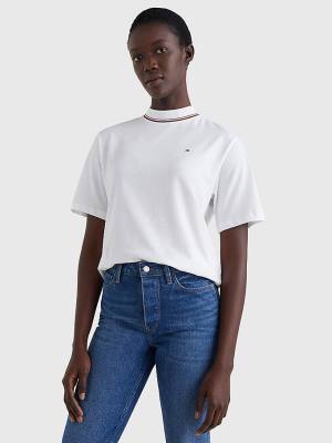 White Tommy Hilfiger Organic Cotton Signature Relaxed Fit Women's T Shirts | TH753BHG