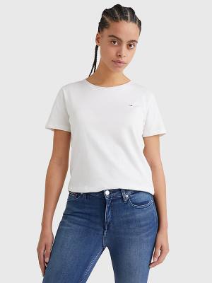 White Tommy Hilfiger Organic Cotton Slim Fit Women's T Shirts | TH297LZN