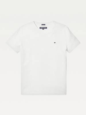 White Tommy Hilfiger Organic Cotton V-Neck Boys' T Shirts | TH341WRZ