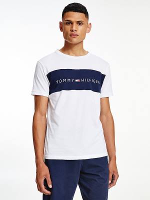 White Tommy Hilfiger Original Colour-Blocked Logo Men's Pyjamas | TH217ZVC