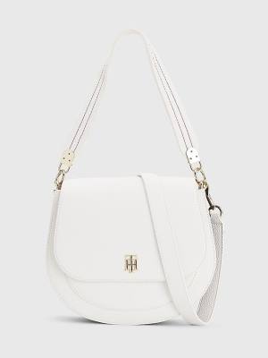 White Tommy Hilfiger Pebble Grain Saddle Women's Bags | TH236RDG