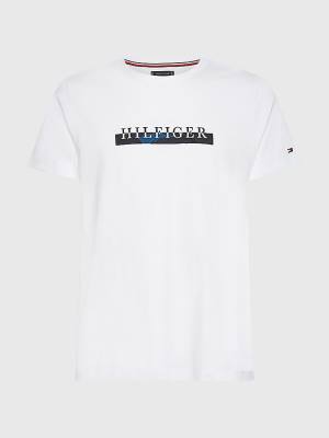 White Tommy Hilfiger Plus Camo Print Organic Cotton Men's T Shirts | TH421AZT