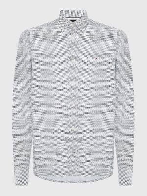 White Tommy Hilfiger Plus Micro Print Poplin Regular Fit Men's Shirts | TH210DVN