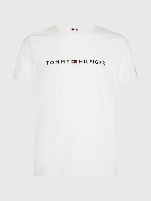 White Tommy Hilfiger Plus Organic Cotton Logo Men's T Shirts | TH845XMA