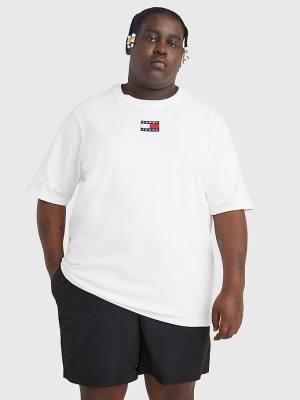 White Tommy Hilfiger Plus Tommy Badge Men's T Shirts | TH124ODC