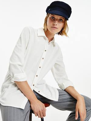 White Tommy Hilfiger Relaxed Fit Corduroy Women's Shirts | TH208DHI