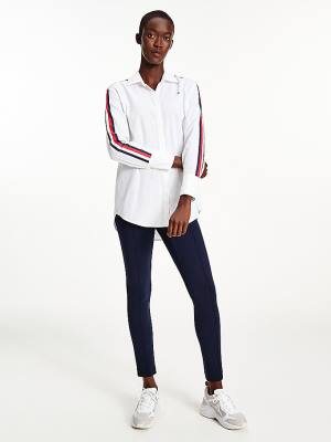 White Tommy Hilfiger Relaxed Fit Girlfriend Women's Shirts | TH687VRO