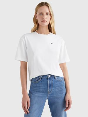 White Tommy Hilfiger Relaxed Fit Women's T Shirts | TH016RLZ