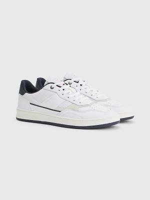 White Tommy Hilfiger Retro Court Cupsole Mixed Men's Sneakers | TH163BEZ