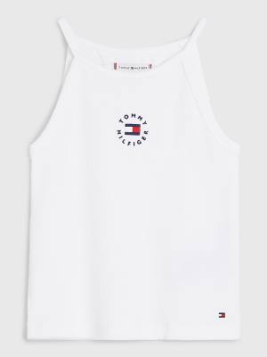 White Tommy Hilfiger Rib-Knit Tank Top Girls' T Shirts | TH716AWR