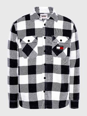 White Tommy Hilfiger Sherpa Flannel Oversized Overshirt Men's Shirts | TH205MES