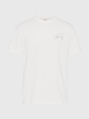 White Tommy Hilfiger Signature Recycled Cotton Men's T Shirts | TH405GNV