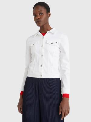 White Tommy Hilfiger Slim Fit Denim Women's Jackets | TH307MZP