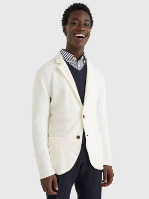 White Tommy Hilfiger Slim Fit Knit Men's Blazers | TH609DZH