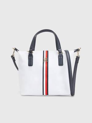 White Tommy Hilfiger Small Signature Tote Women's Bags | TH503ZQR