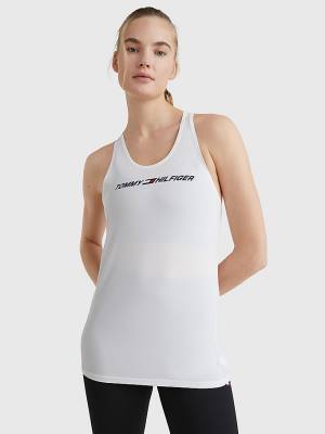 White Tommy Hilfiger Sport Graphic Racerback Tank Top Women's T Shirts | TH425BXJ