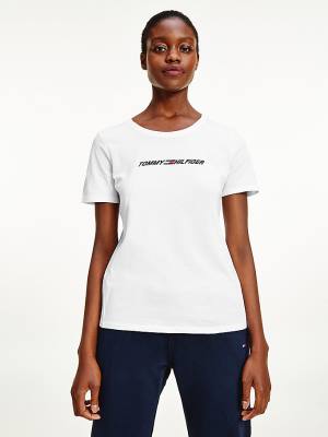 White Tommy Hilfiger Sport Graphic Women's T Shirts | TH687OWU