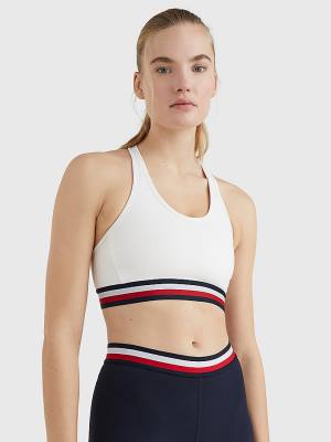 White Tommy Hilfiger Sport Medium Support Tape Bra Women's Underwear | TH263OJR