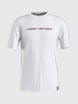 White Tommy Hilfiger Sport TH Cool Graphic Men's T Shirts | TH237RKE