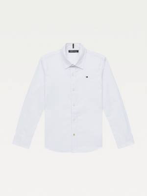 White Tommy Hilfiger Stretch Cotton Poplin Shirt Girls' T Shirts | TH392XEJ