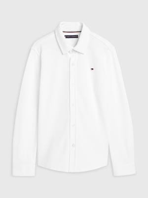 White Tommy Hilfiger Stretch Organic Cotton Pique Boys' Shirts | TH492CJS